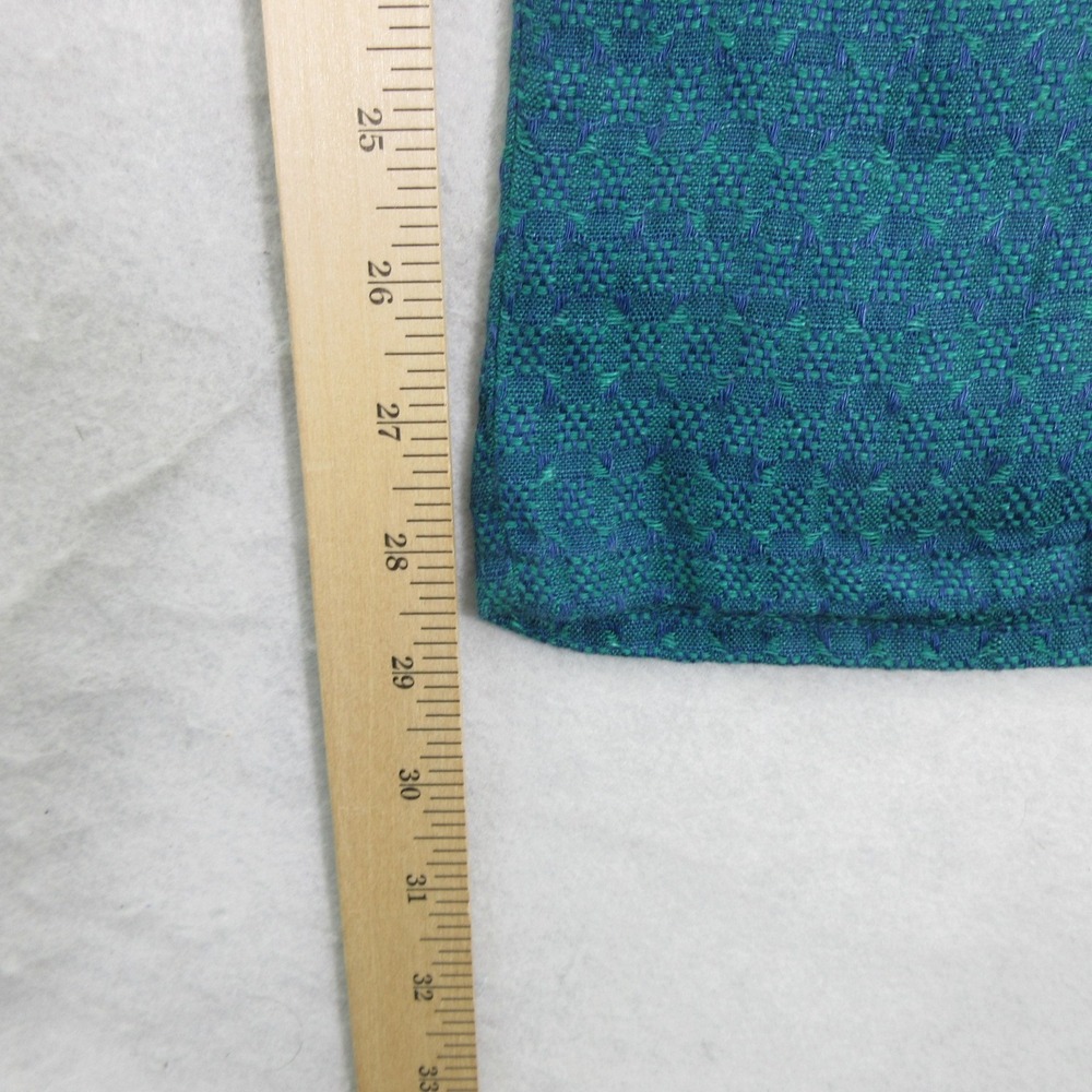 FLAX Womens Linen Pants Size Small Blue Green Jacquard Tapered - Picture 8 of 13